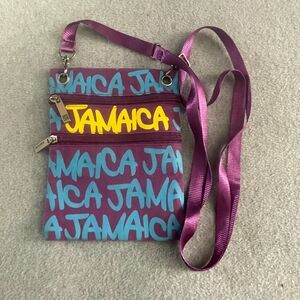 Robin Ruth Jamaica Canvas Crossbody Travel Bag Purple Teal Zip Pouch